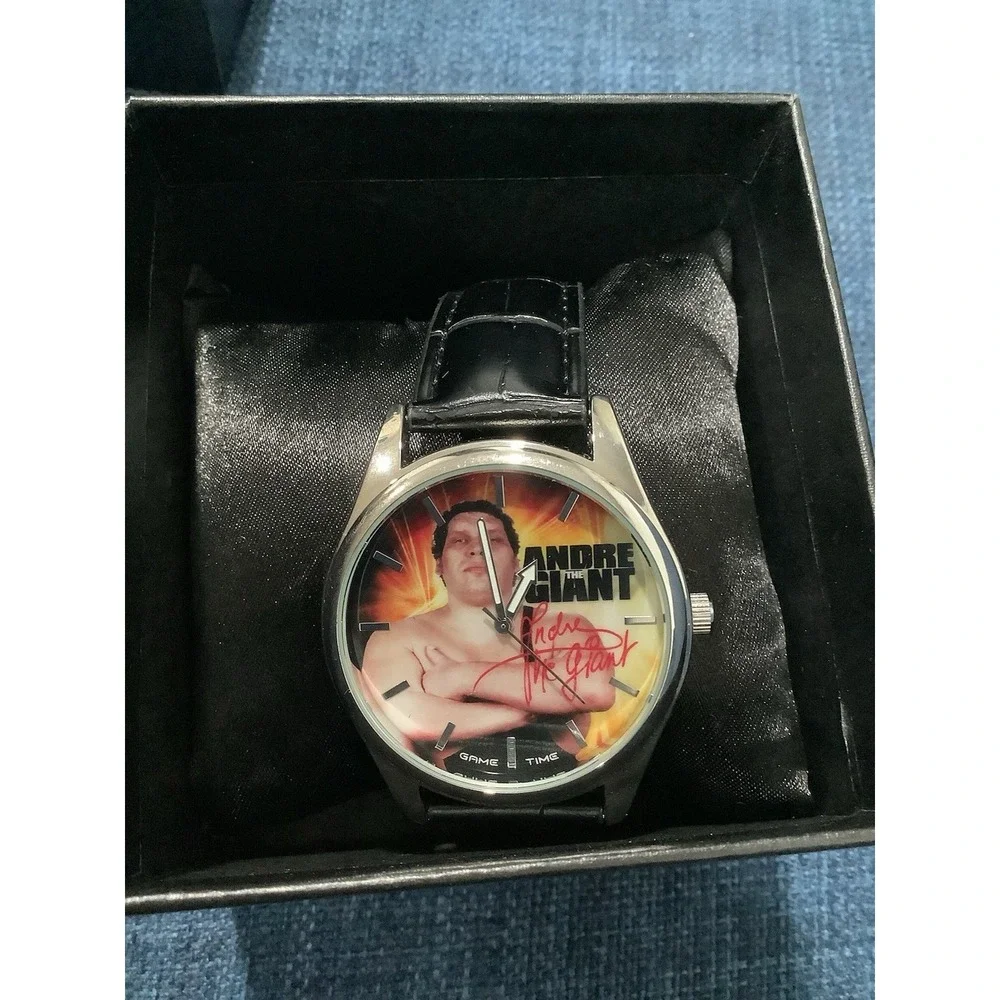 WWE Andre The Giant Watch Men's Size Black Leather Band Game Time New